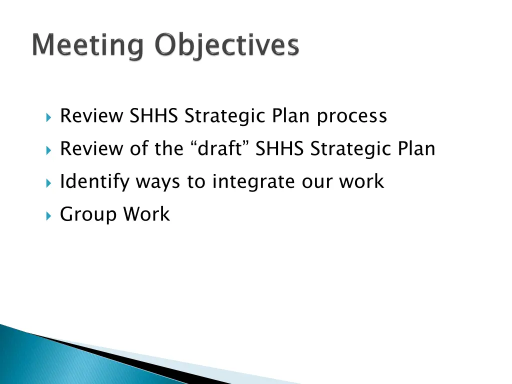review shhs strategic plan process review