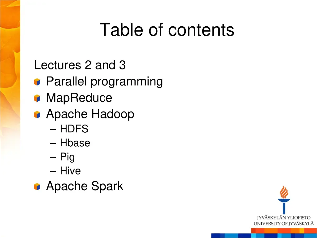 table of contents 1