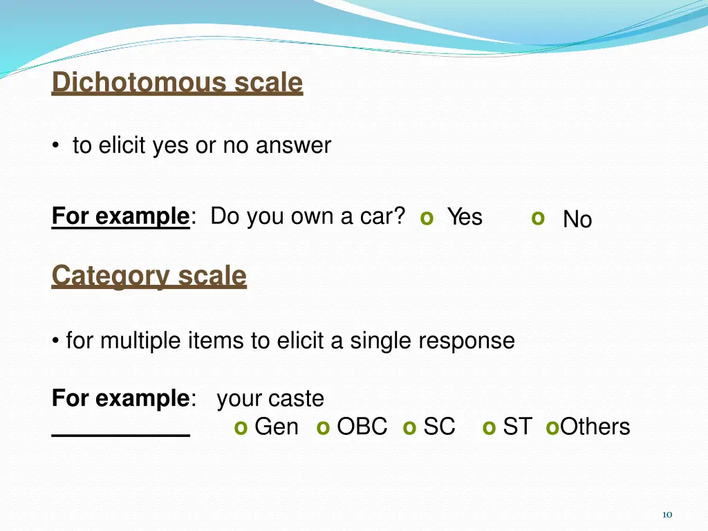 dichotomous scale