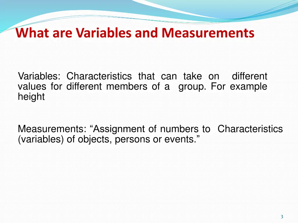what are variables and measurements