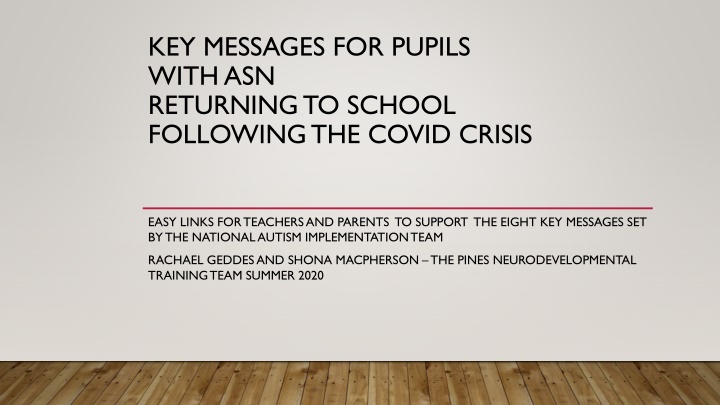 key messages for pupils with asn returning