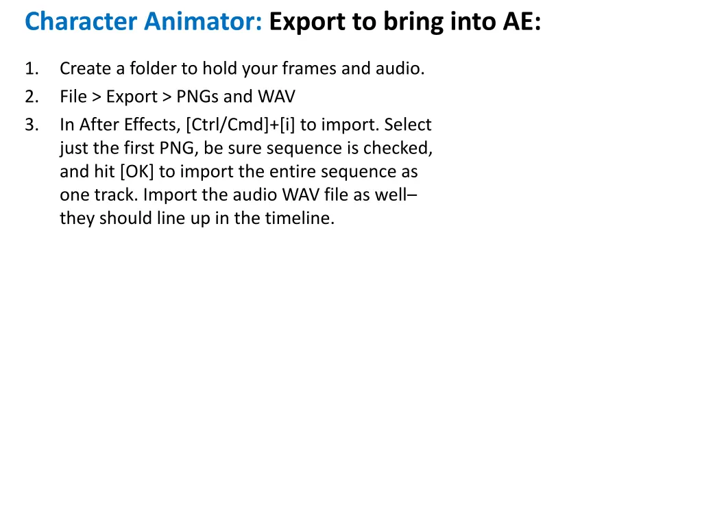 character animator export to bring into ae