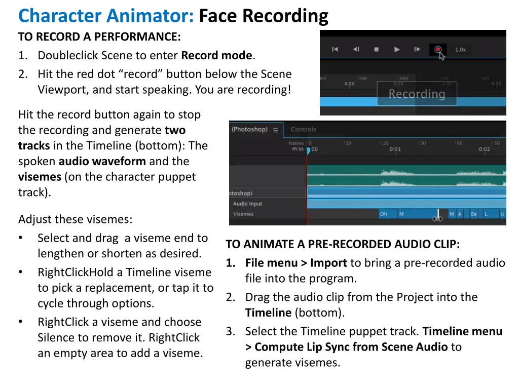 character animator face recording
