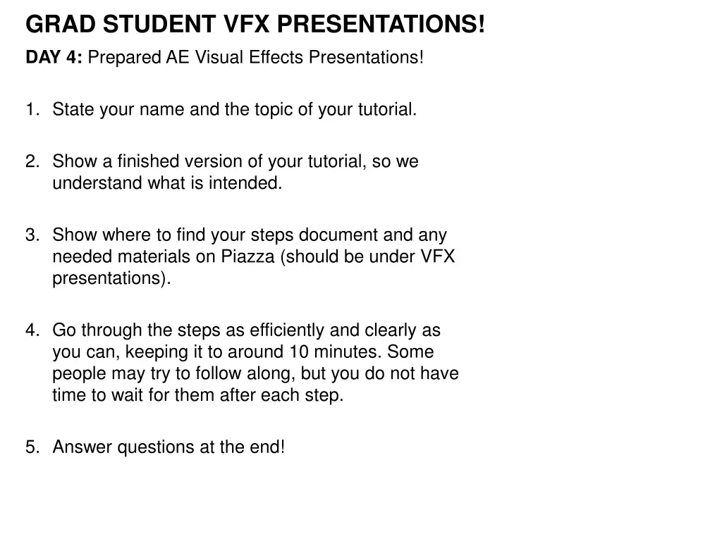 grad student vfx presentations