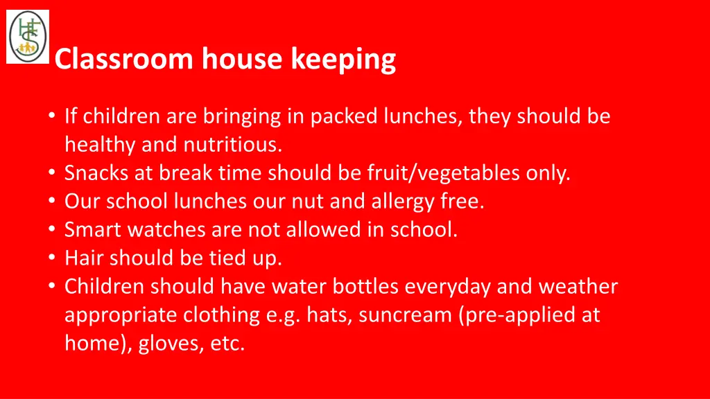 classroom house keeping