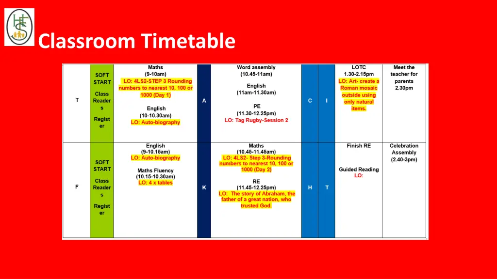 classroom timetable 1