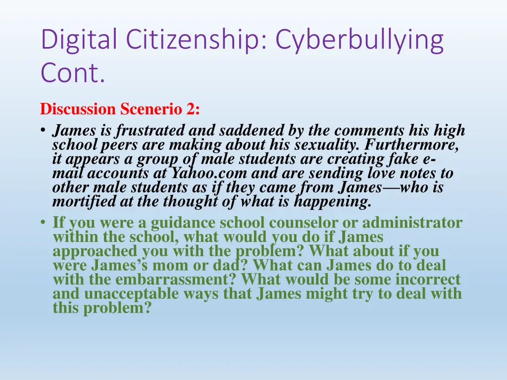 digital citizenship cyberbullying cont discussion