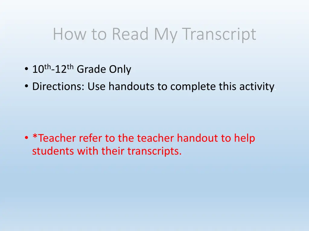 how to read my transcript