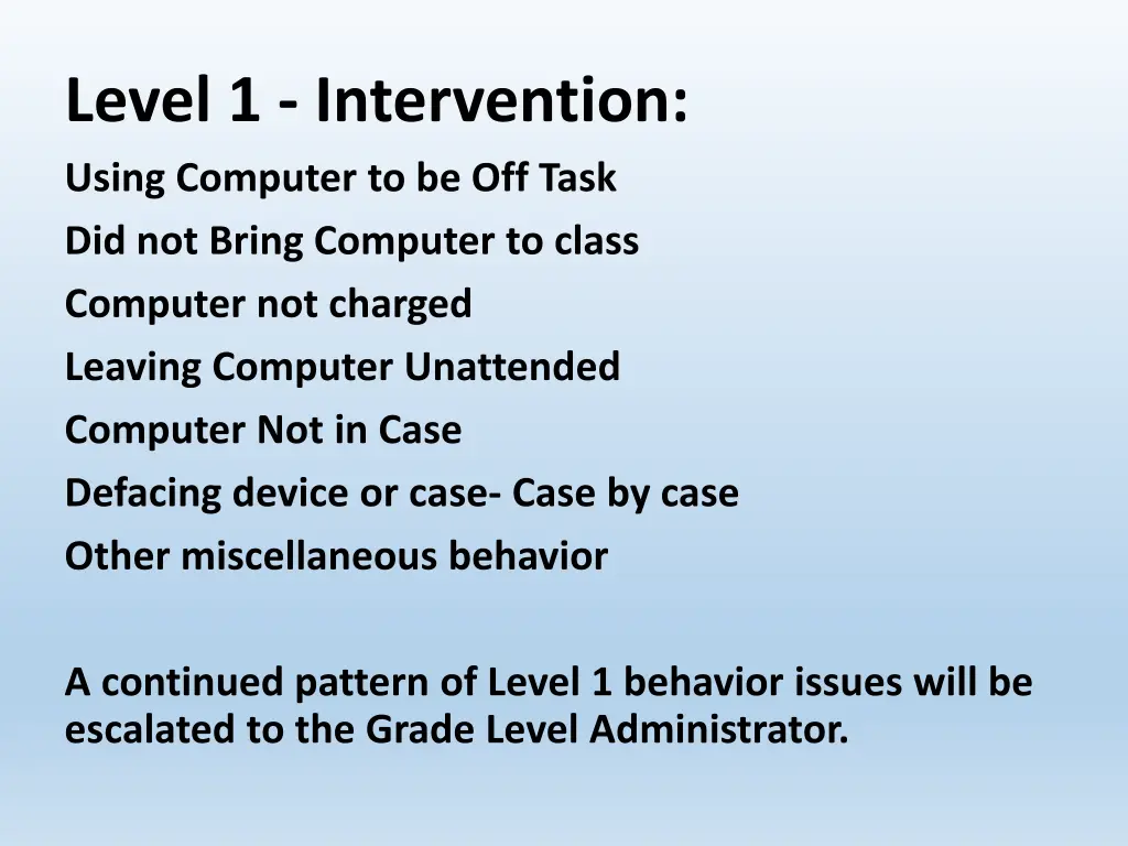 level 1 intervention using computer