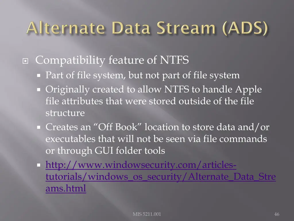 compatibility feature of ntfs part of file system