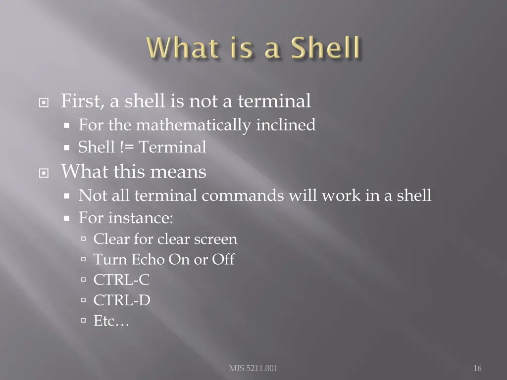 first a shell is not a terminal