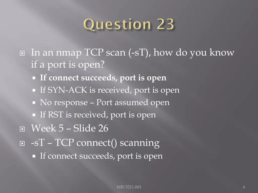 in an nmap tcp scan st how do you know if a port