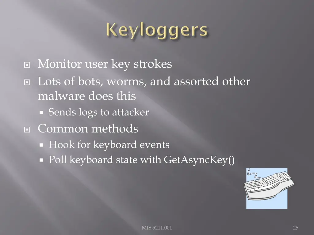 monitor user key strokes lots of bots worms