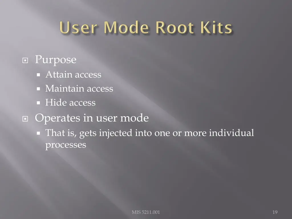 purpose attain access maintain access hide access