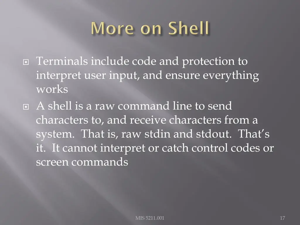 terminals include code and protection