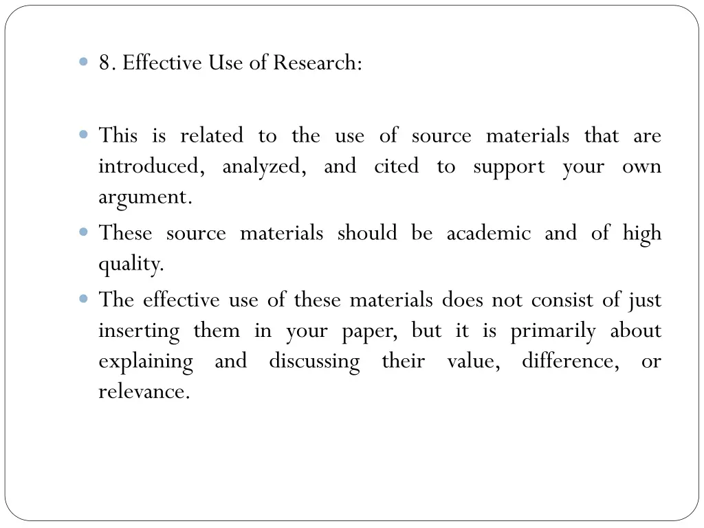 8 effective use of research