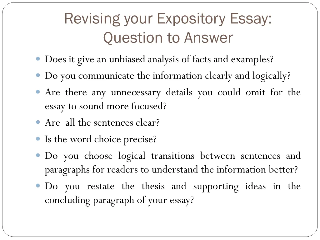 revising your expository essay question to answer