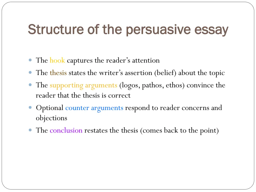 structure of the persuasive structure