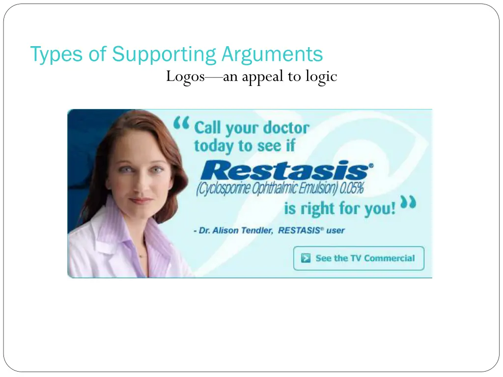 types of supporting arguments logos an appeal