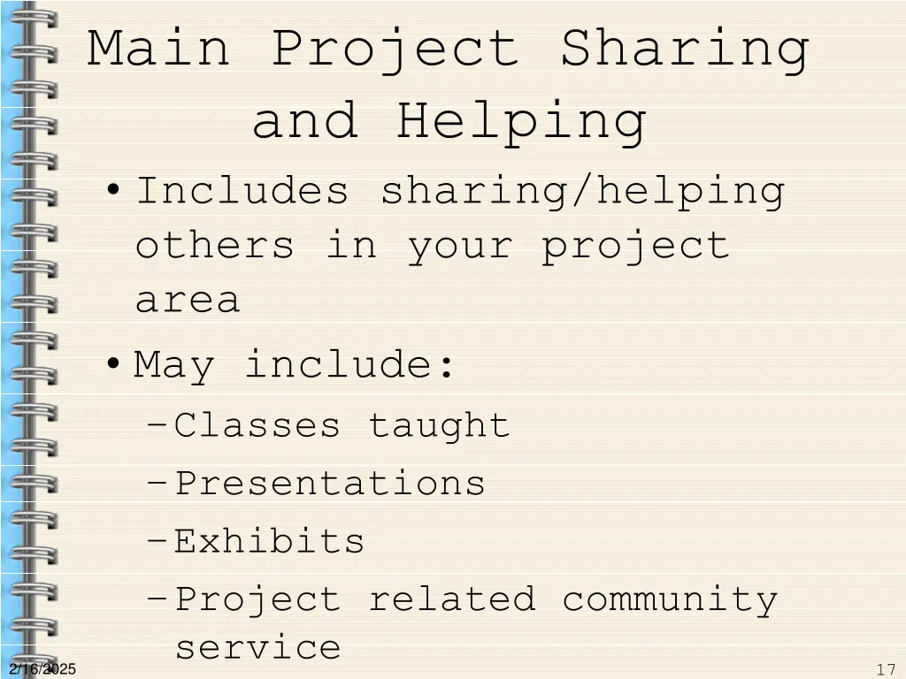 main project sharing and helping includes sharing