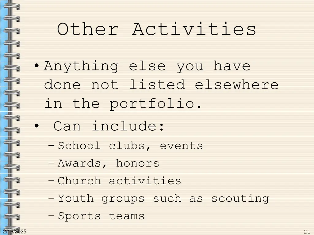 other activities