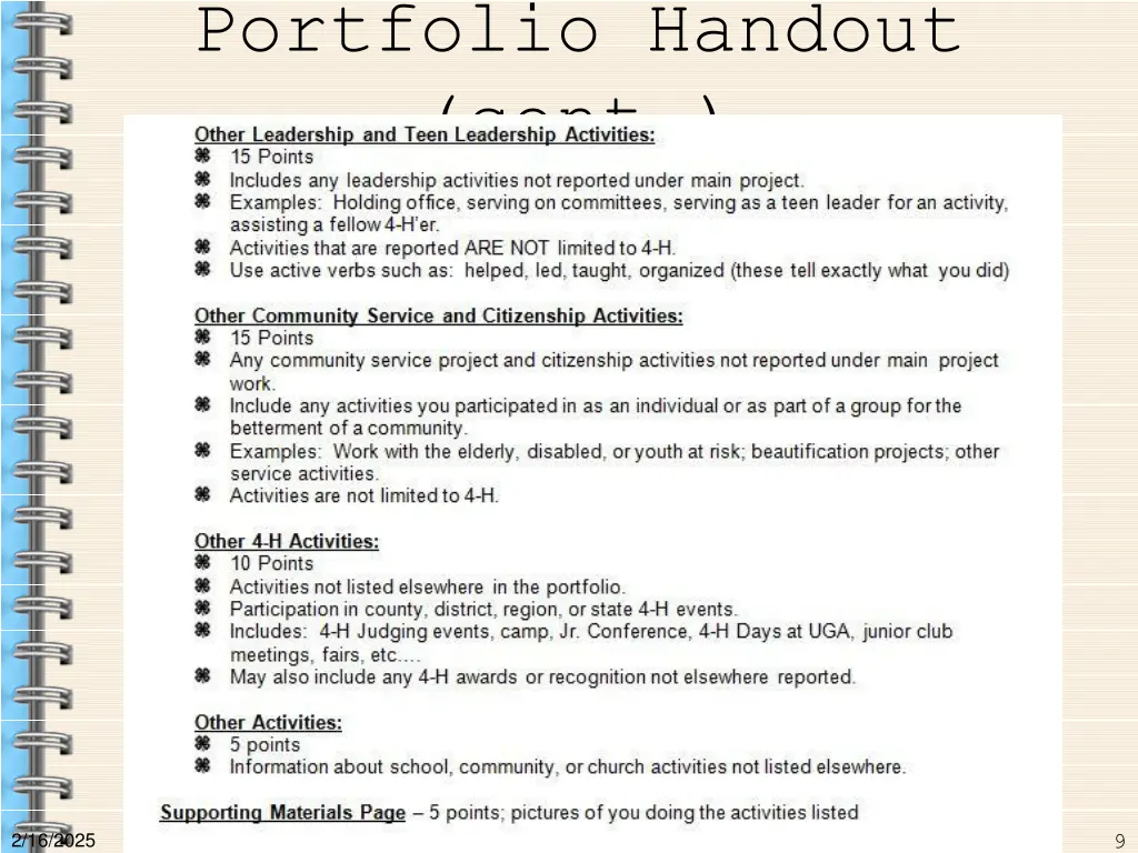 portfolio handout cont