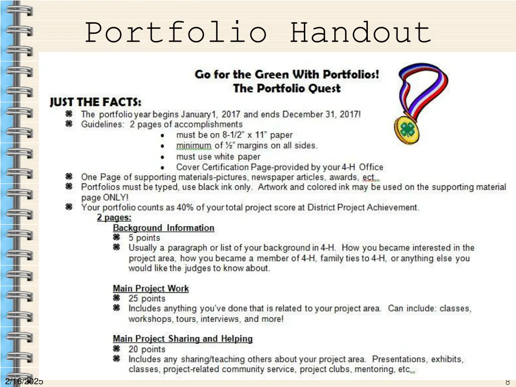 portfolio handout