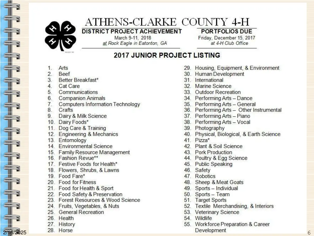 project list