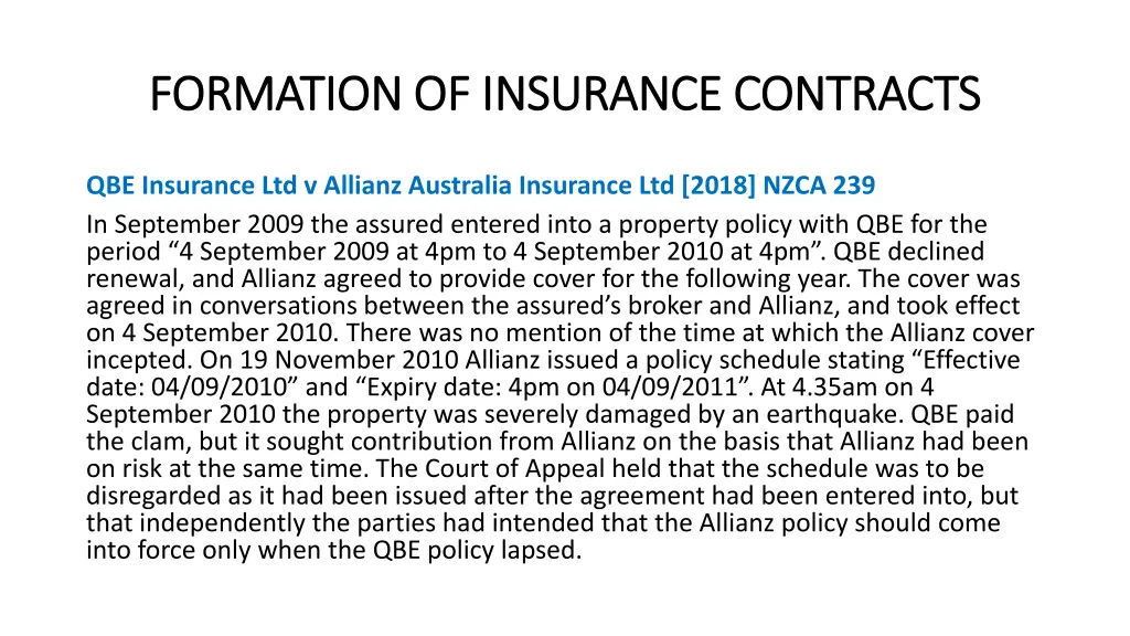 formation of insurance contracts formation