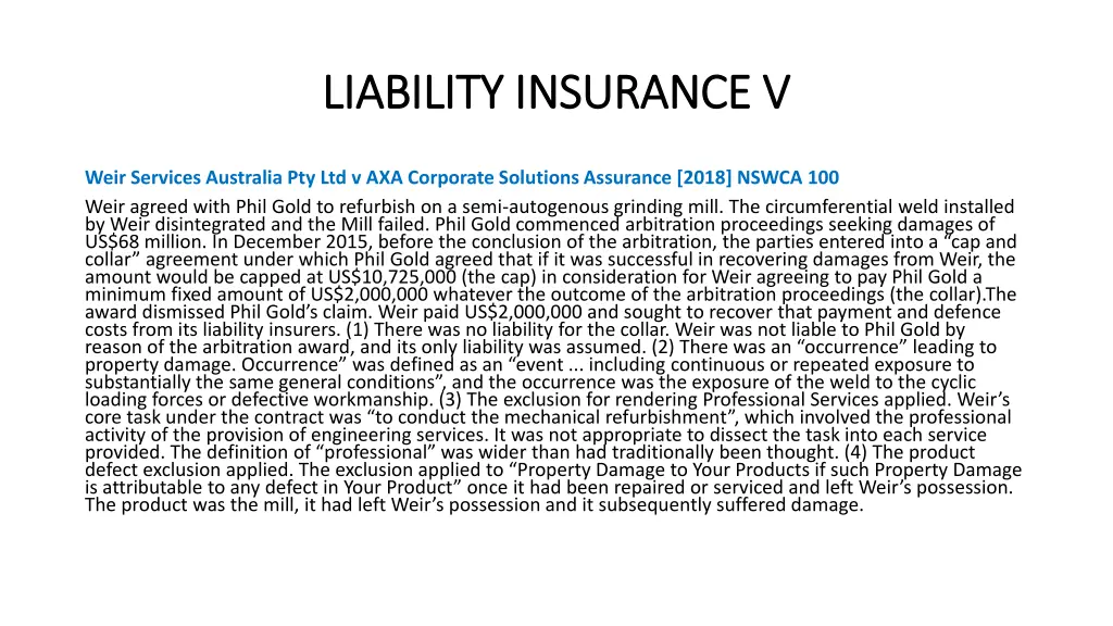 liability insurance v liability insurance v