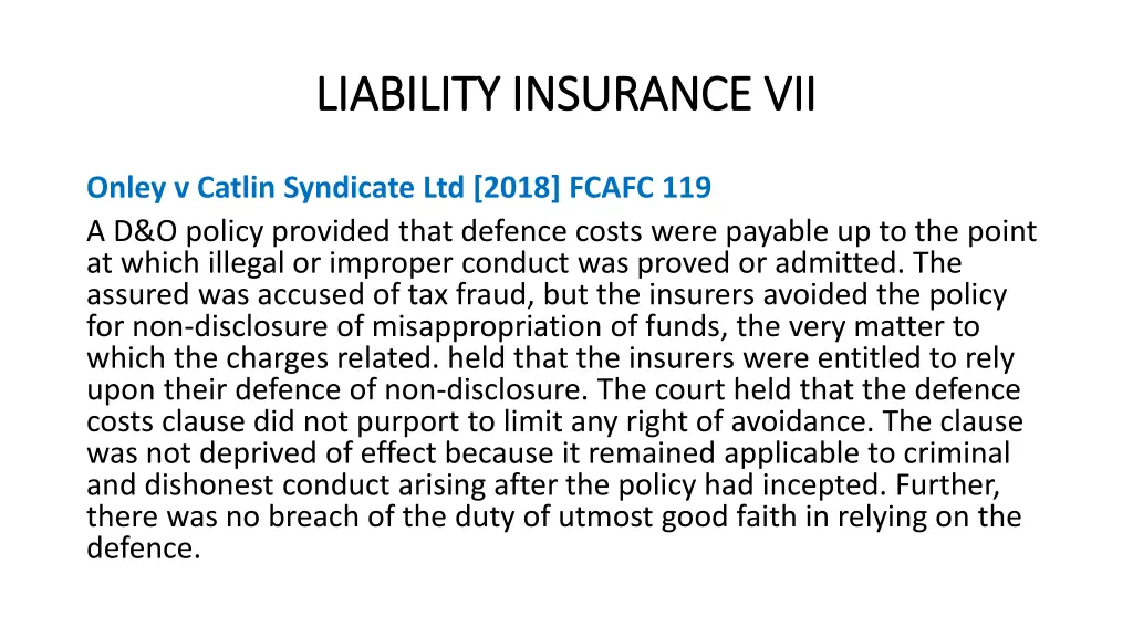 liability insurance vii liability insurance vii