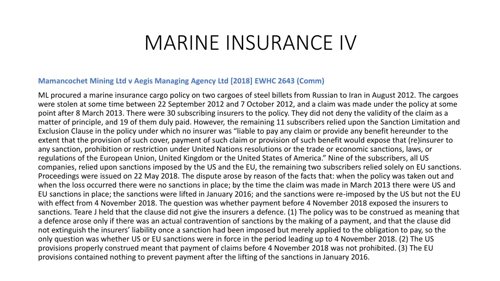 marine insurance iv