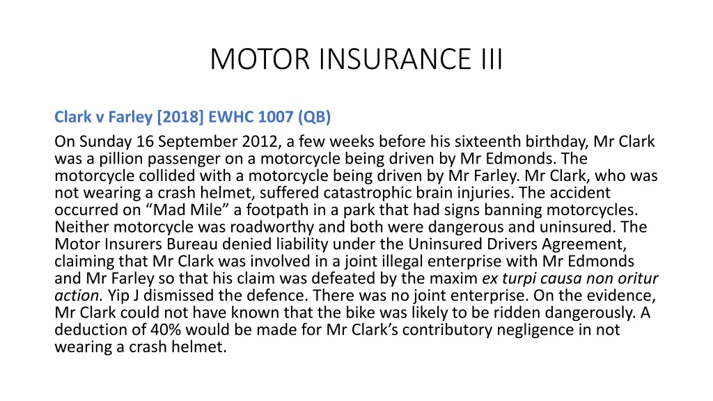 motor insurance iii