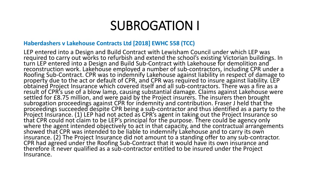 subrogation i subrogation i