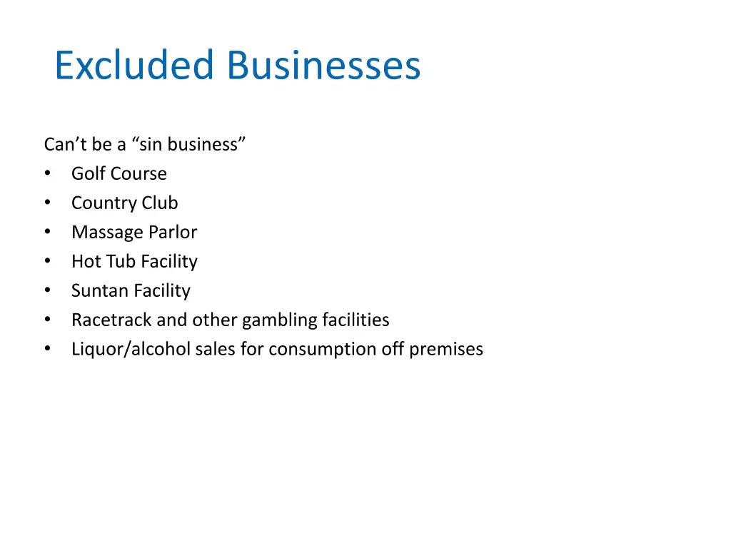 excluded businesses