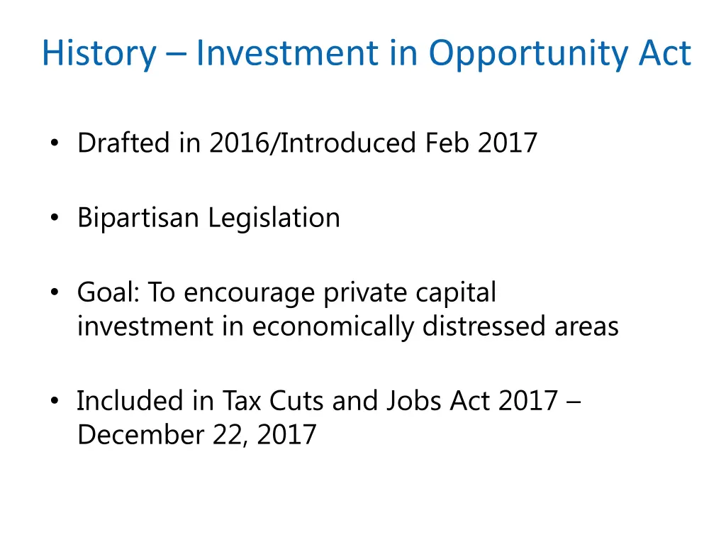 history investment in opportunity act