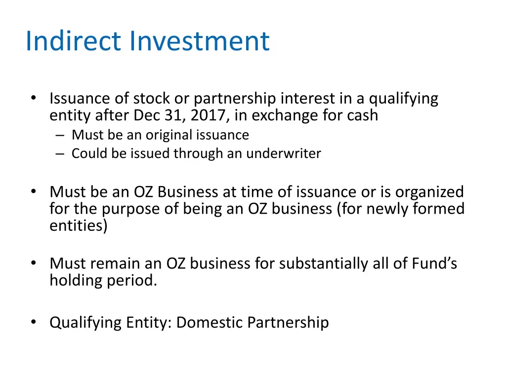 indirect investment