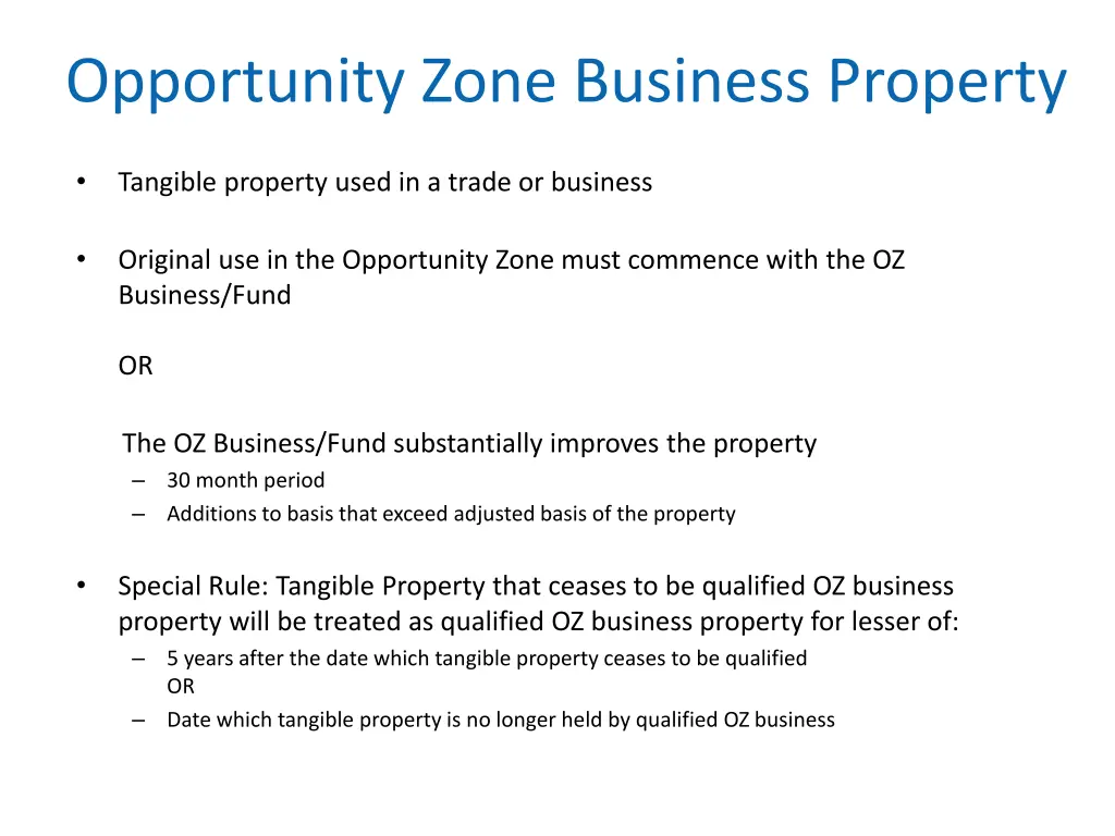 opportunity zone business property