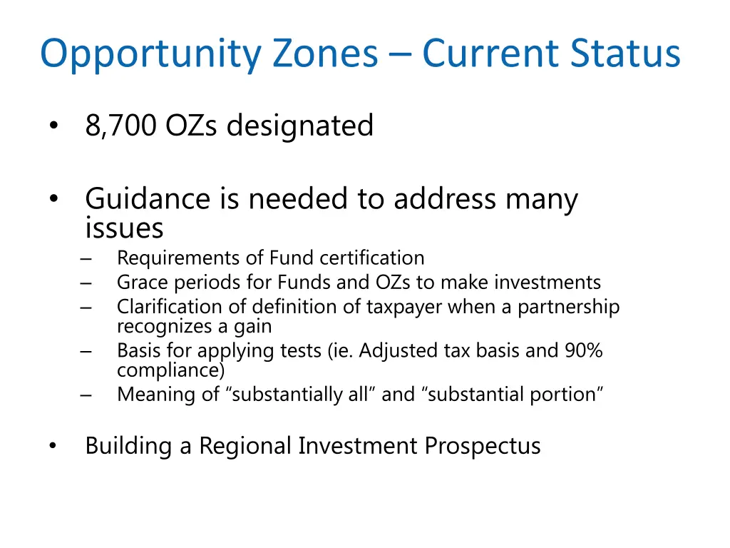 opportunity zones current status
