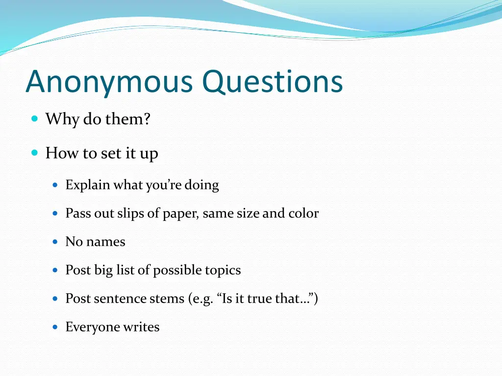 anonymous questions