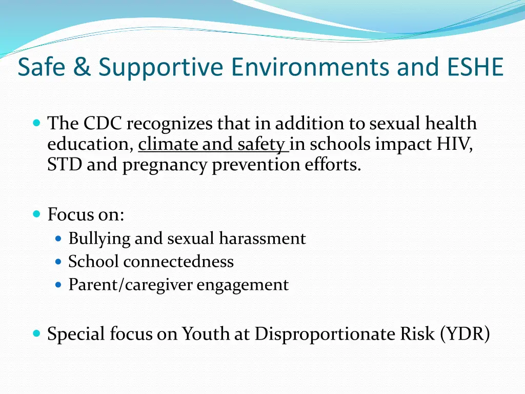 safe supportive environments and eshe