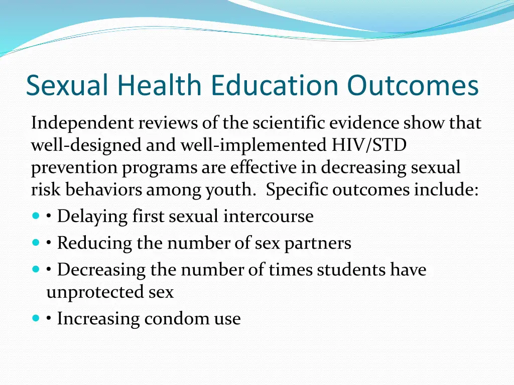 sexual health education outcomes