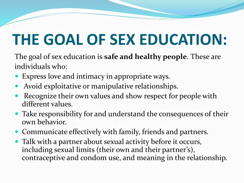 the goal of sex education