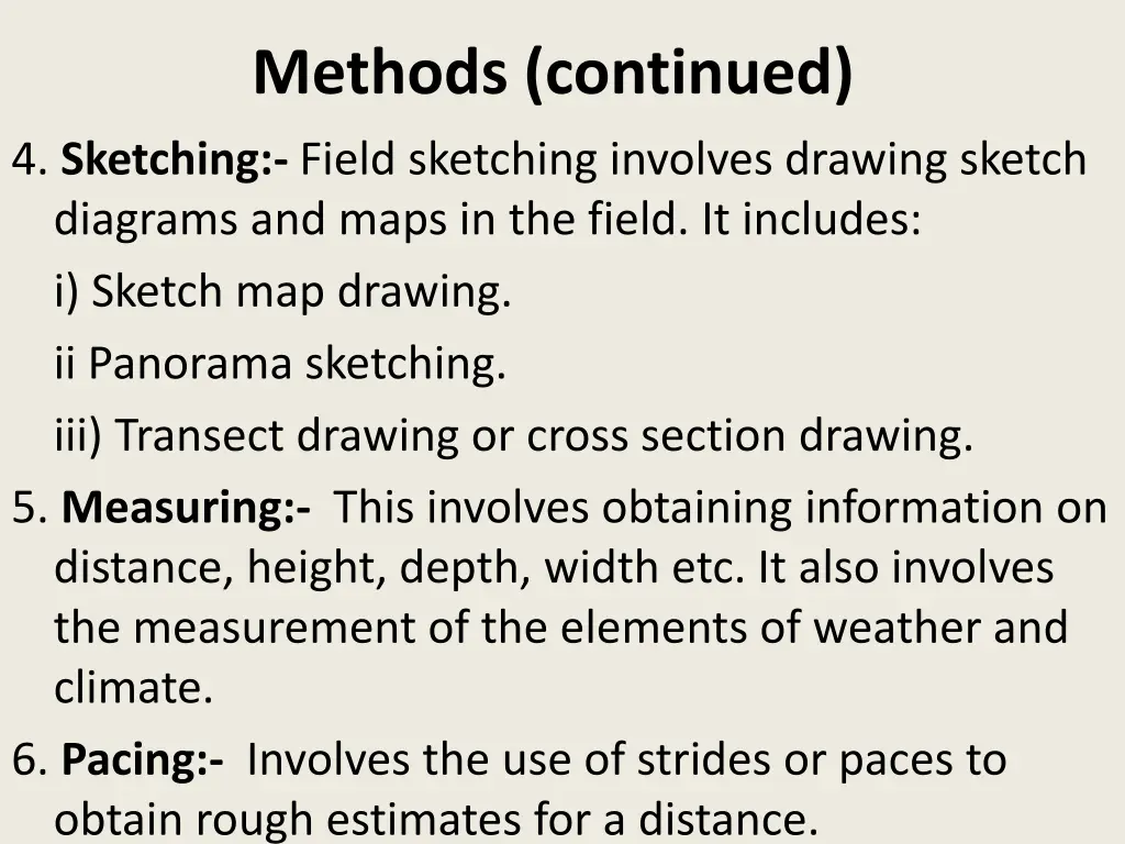 methods continued