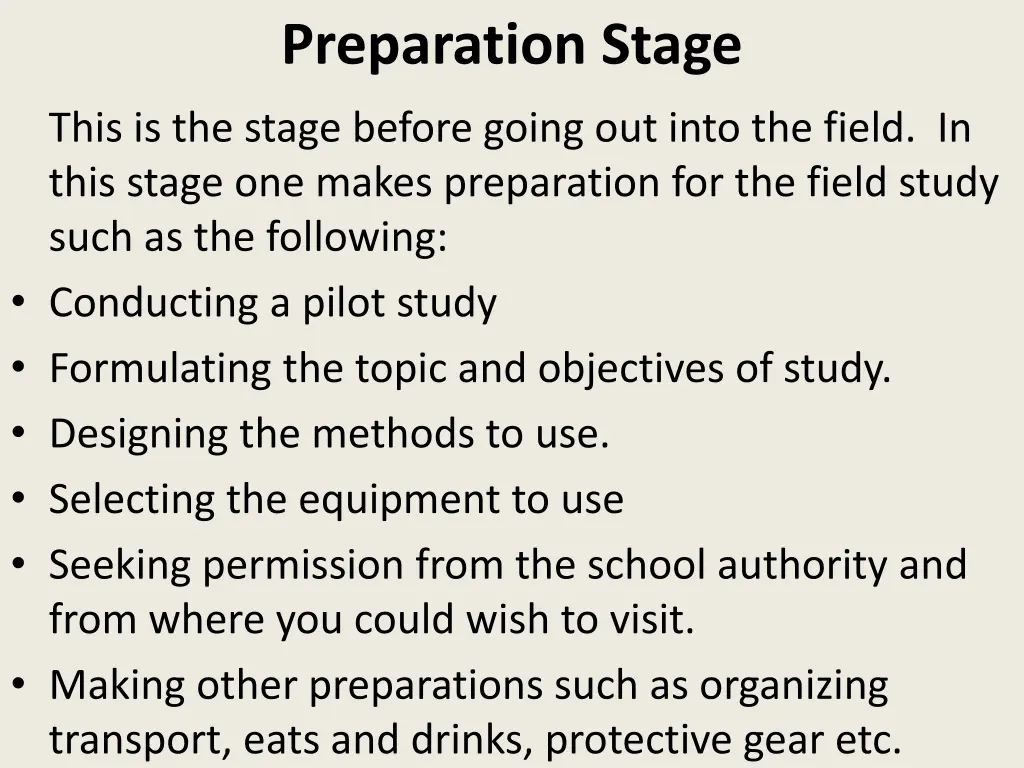 preparation stage