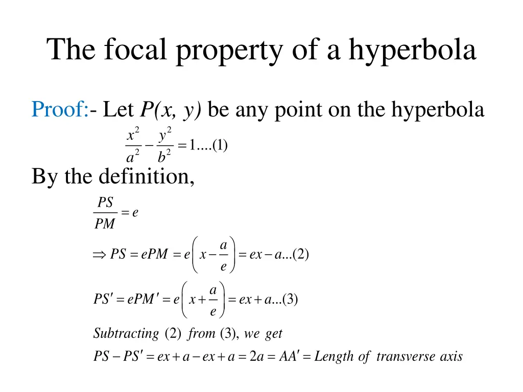 the focal property of a hyperbola 1