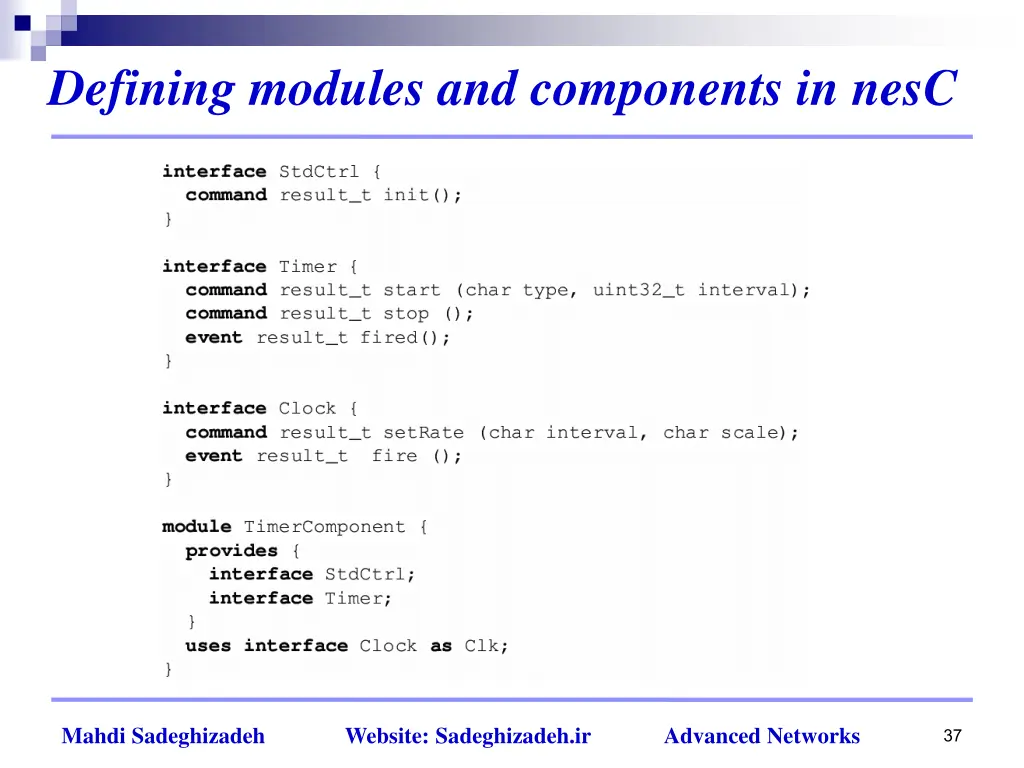 defining modules and components in nesc