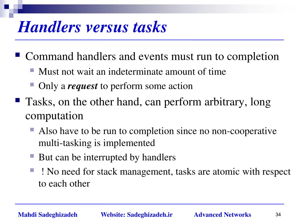 handlers versus tasks