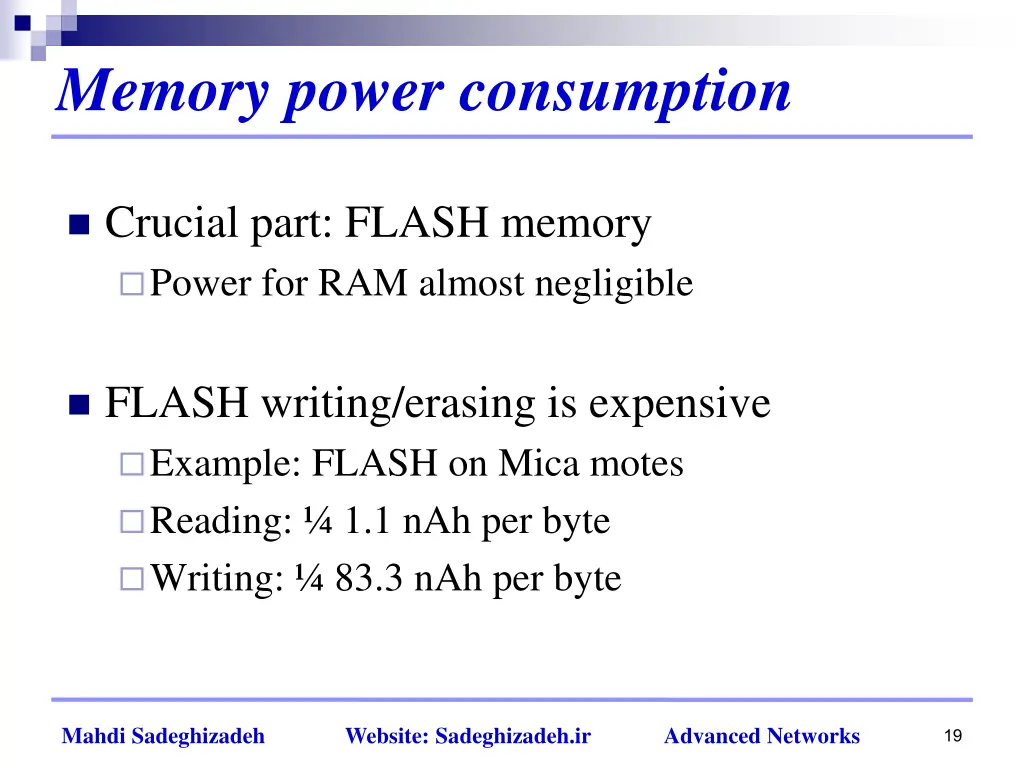 memory power consumption