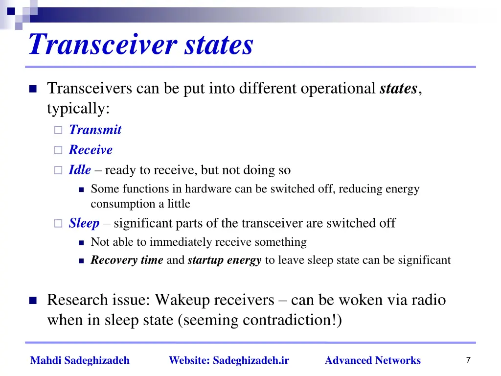 transceiver states